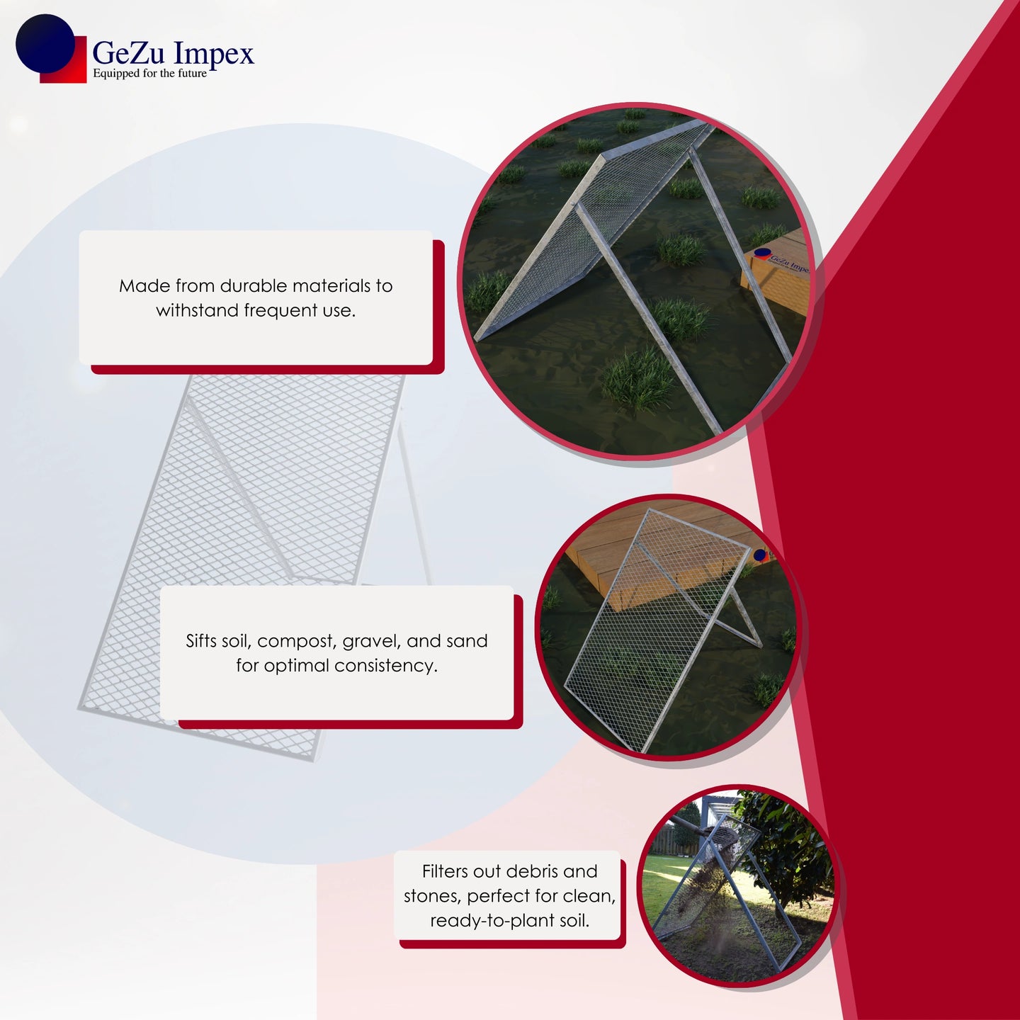 jordsåll galvaniserat stål Jordfilter jordsikt jordsil trädgårdssåll av genomströmningssil marksil